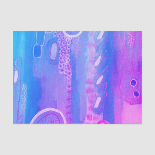 Seda Papel de tecidos Abstrato de pintura azul-roxo (Frente )