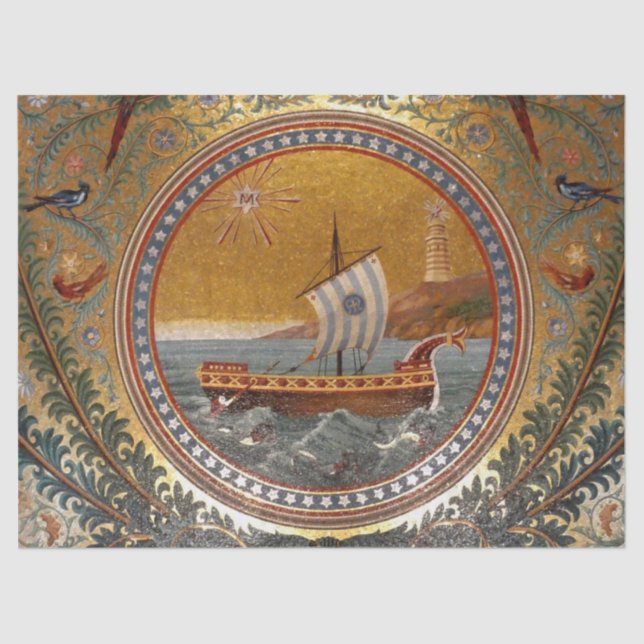 Seda papel de tecidos antigos de navios (Frente )