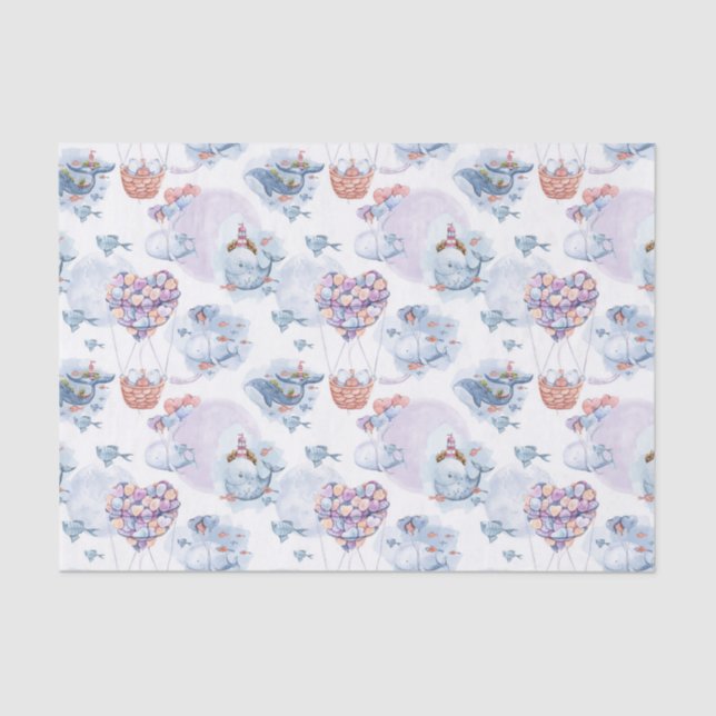 Seda Papel de tecidos baleias e balões (Frente )