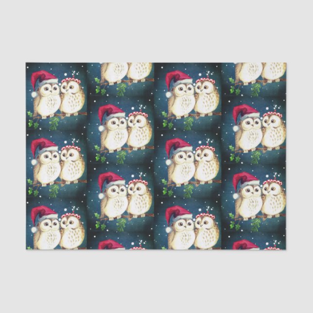 Seda Papel de tecidos CHRISTMAS OWLS (Frente )