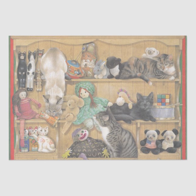 SEDA PAPEL DE TECIDOS DE AMANTES GATOS (Frente )