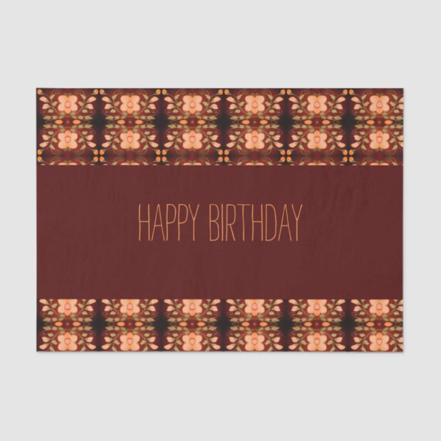 Seda Papel de tecidos de aniversário florado de laranja (Frente )