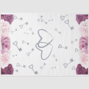 Seda Papel de Tecidos de Casamento Floral de Prata e Co