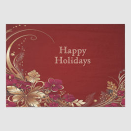 Seda Papel de tecidos de férias Dourados vermelhos