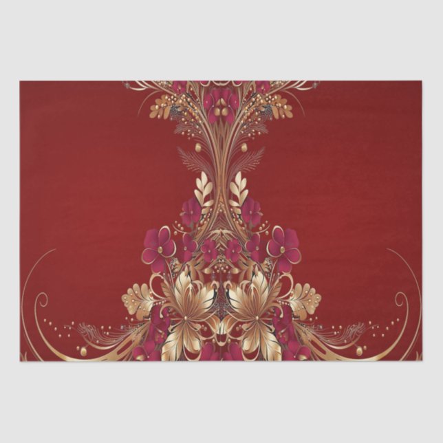 Seda Papel de tecidos de férias Dourados vermelhos (Frente )