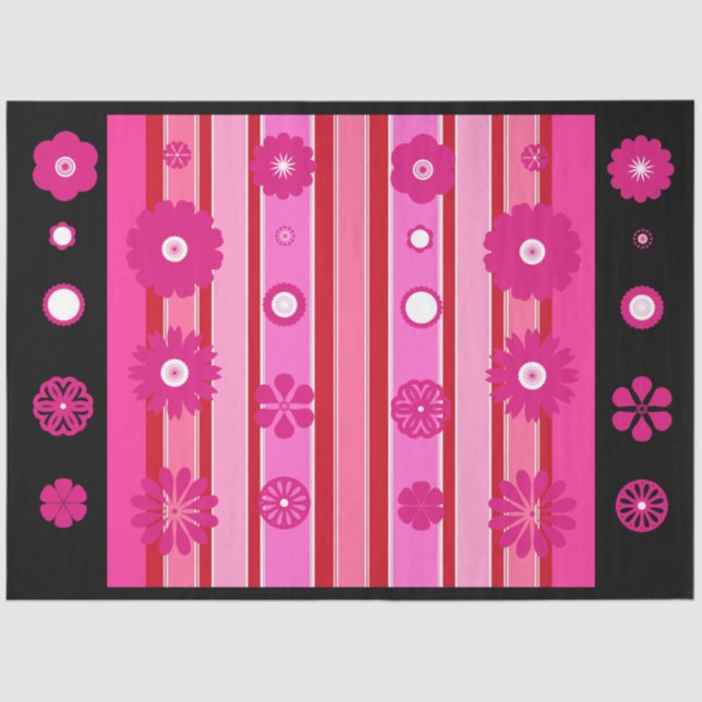 Seda papel de tecidos de flores cor rosa picante (Frente )