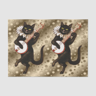 Seda papel de tecidos de gatos musicais vintage