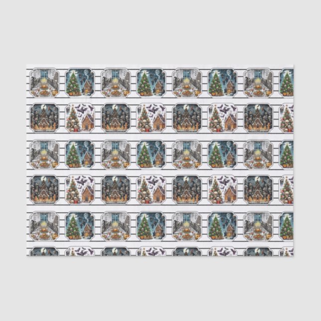 Seda Papel de tecidos de Natal assombrado (Frente )