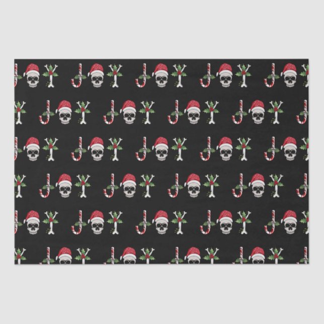 Seda Papel de tecidos de Natal de Joy Gothic Skull (Frente )
