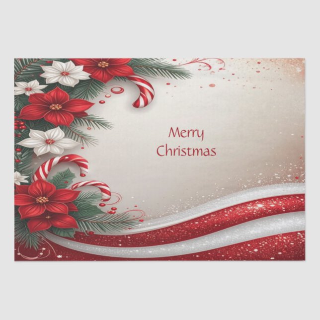 Seda Papel de tecidos de Natal Floral Candy Canas (Frente )