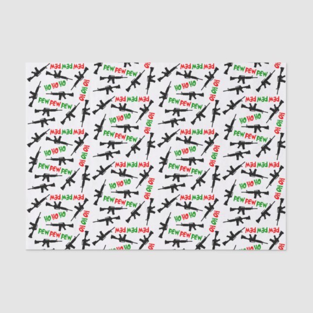 Seda Papel de tecidos de Natal HO HO HO HO PEW PEW PEW  (Frente )
