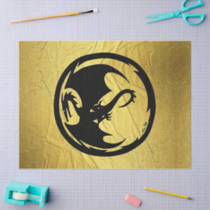Seda Papel de tecidos de ouro de dragão negro