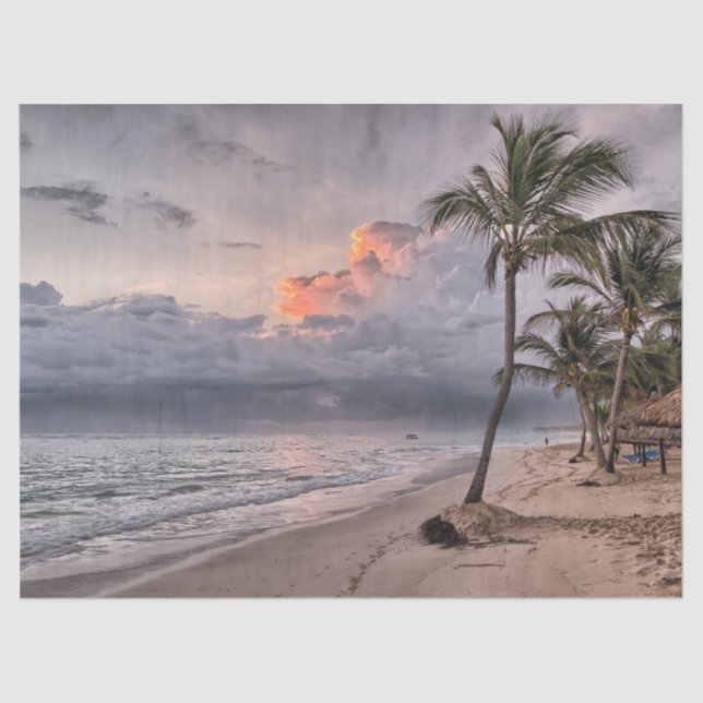 Seda papel de tecidos de praia tropical (Frente )