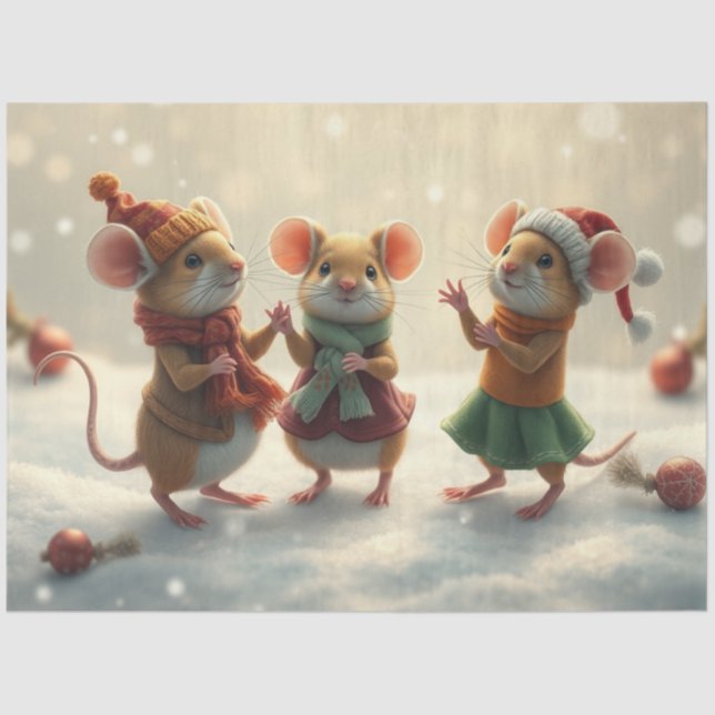 Seda Papel de tecidos de ratos de Natal bonitos (Frente )