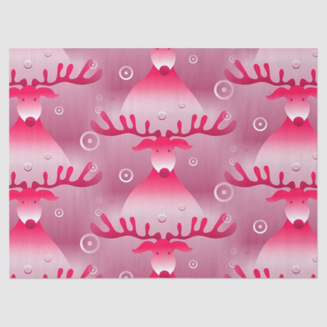 Seda papel de tecidos de renas rosa (Frente )