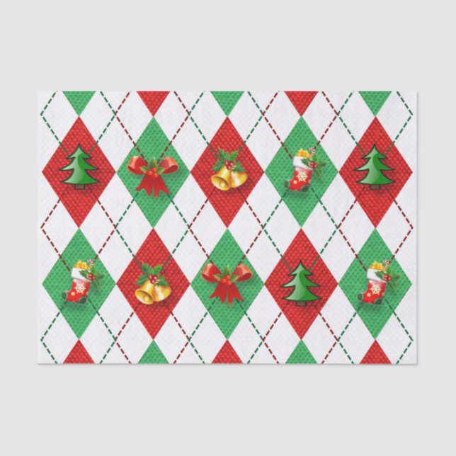 Seda papel de tecidos de tartã de xadrez de natal (Frente )