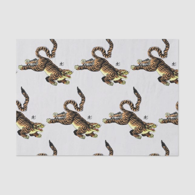 SEDA PAPEL DE TECIDOS DE TIGER JAPONÊS (Frente )