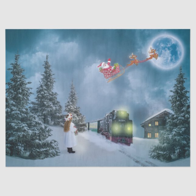 Seda papel de tecidos do comboio de natal (Frente )