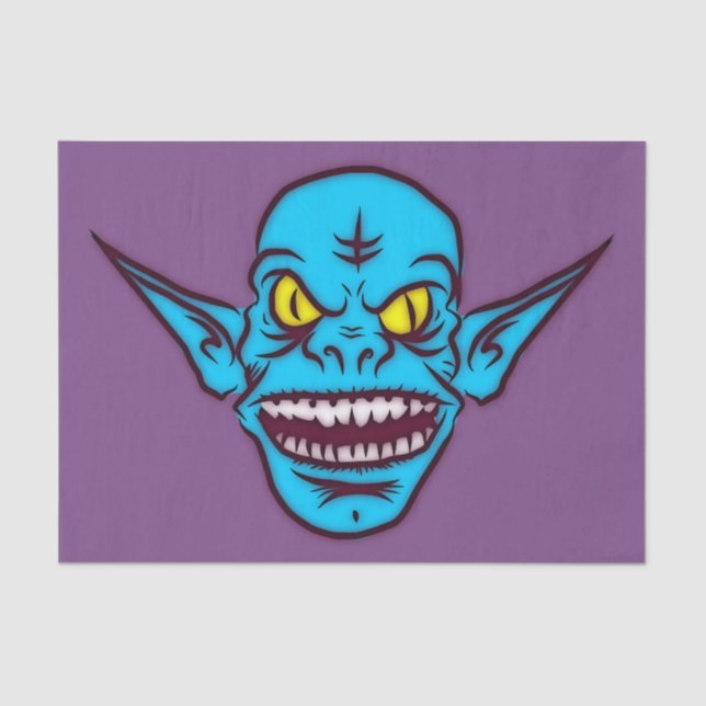 Seda papel de tecidos do demônio do troll zombie azul (Frente )