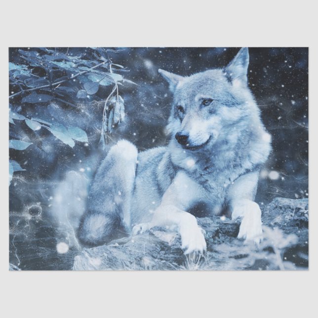 Seda papel de tecidos do lobo azul (Frente )