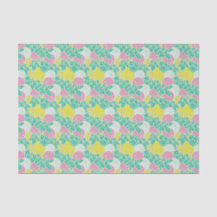 Seda papel de tecidos em folha, botão e padrão floral m