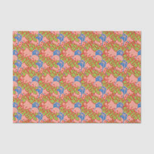 Seda papel de tecidos em folha, botão e padrão floral m