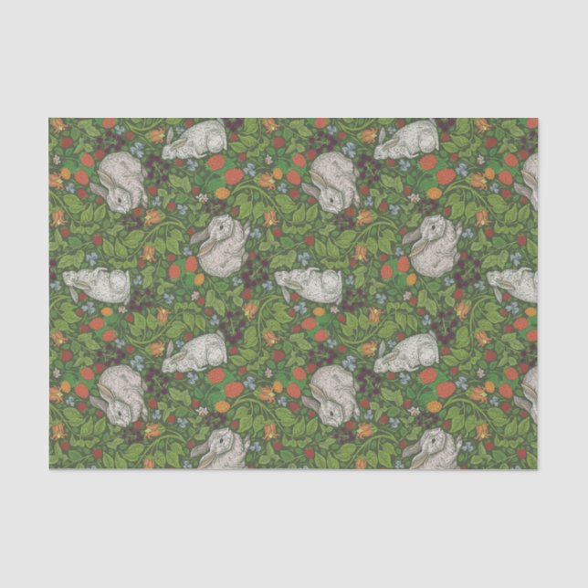 Seda Papel de Tecidos Impressão de Bunnies, Berries e B (Frente )