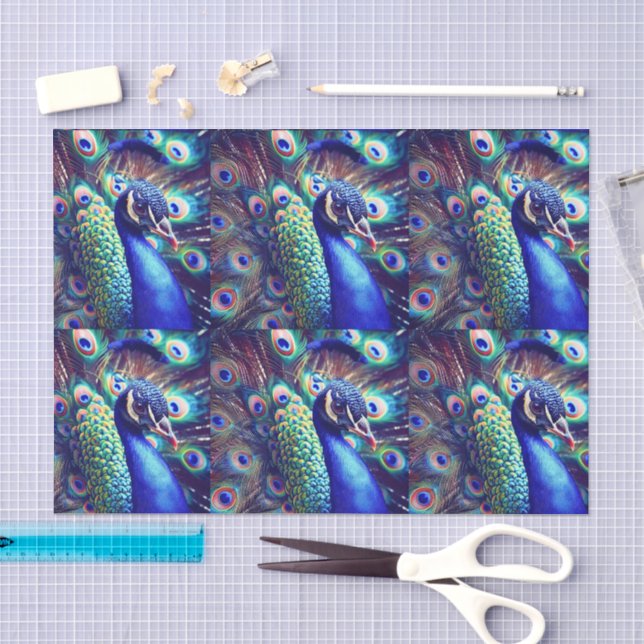 Seda Papel de tecidos personalizado Peacock (decopauge) (Arte )