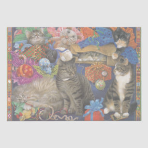 SEDA PAPEL DE TECIDOS PINTADOS DE GATO