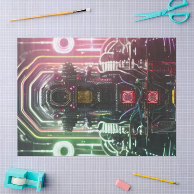 Seda Papel de tecidos Robot 1 (Arte )