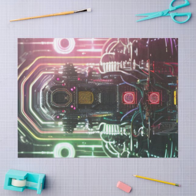 Seda Papel de tecidos Robot 1 (Arte )