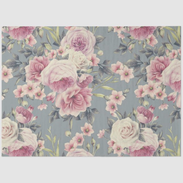 Seda papel de tecidos rosas rosa (Frente )