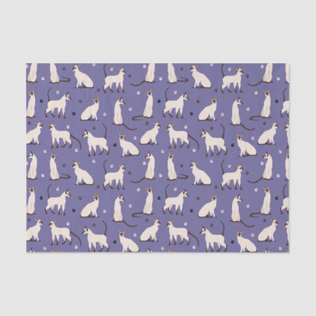 Seda Papel de tecidos roxos para gatos e patas siameses (Frente )