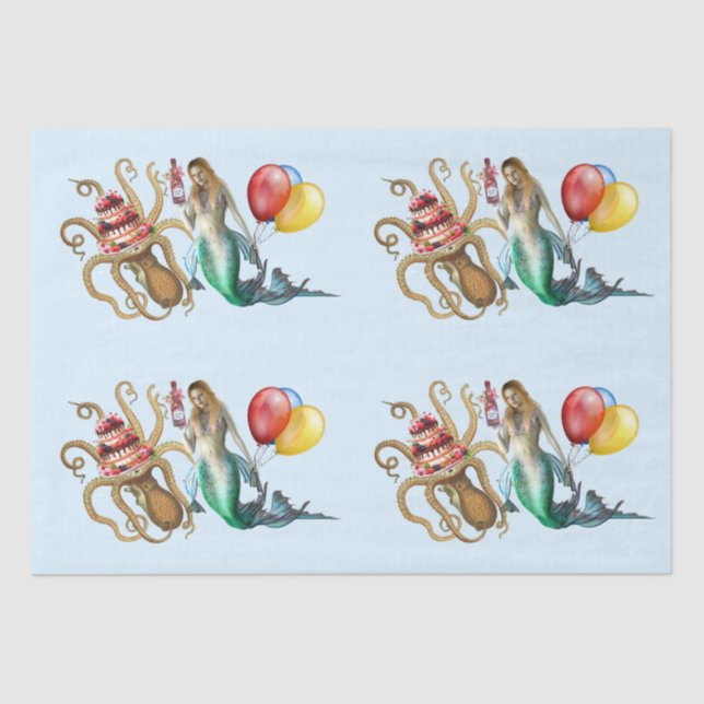 Seda Papel de tecidos Sereia e do Partido Octopus (Frente )