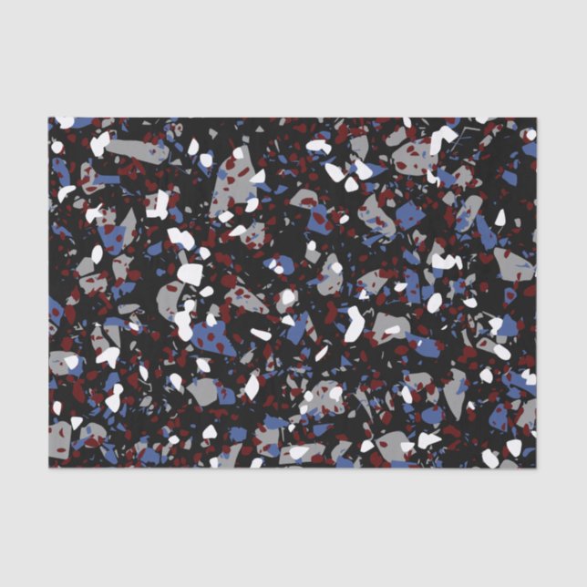 Seda Papel de Tecidos Terrazzo Preto (Frente )