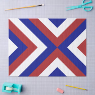 Seda Papel de tecidos vermelho, branco e azul sobre cri