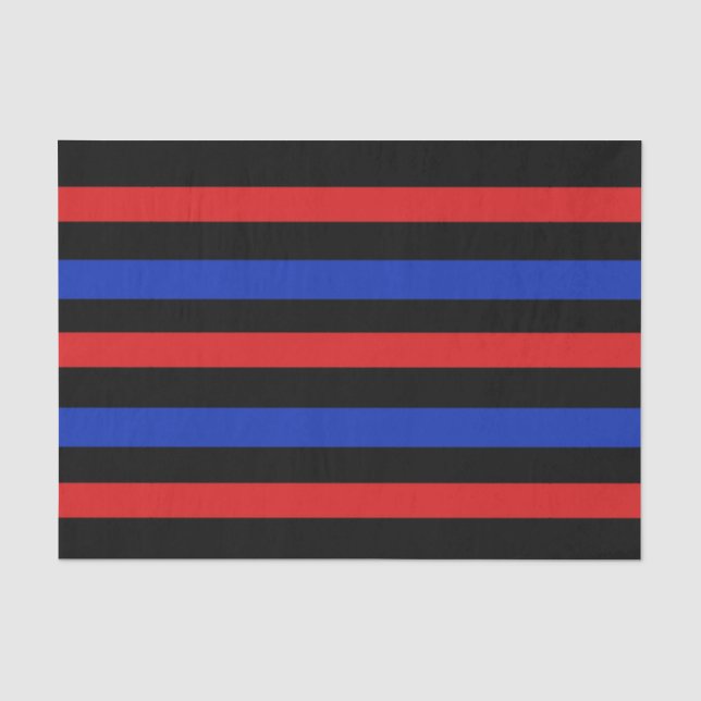 Seda Papel de tecidos vermelho, preto e azul Stripes (Frente )