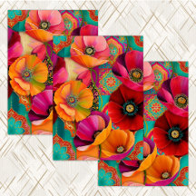 PAPEL DE TISSUE DECUPAGEM FLORAL COLORIDO RETRO LU