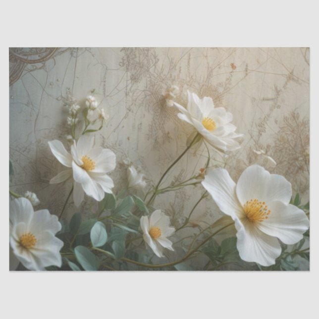 Seda Papel de vindima e flores de mola (Frente )