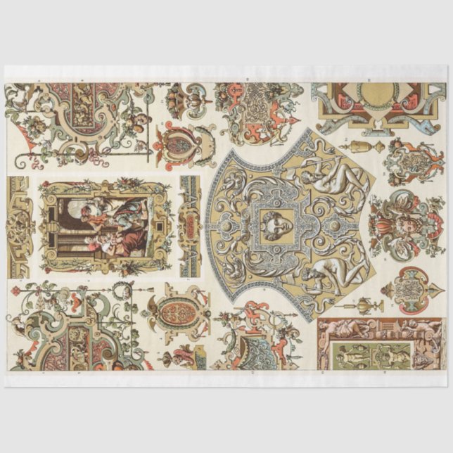 Seda Papel decorativo ao estilo barroco rococês de diss (Frente )