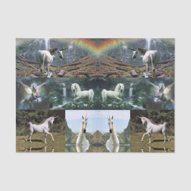Seda Papel decorativo de tecidos unicórnios (Frente )