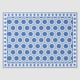 Seda Papel Decoupage Azul Branco Moderno com Incisão de