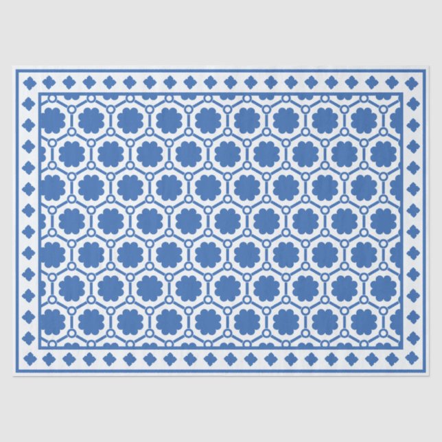 Seda Papel Decoupage Azul Branco Moderno com Incisão de (Frente )