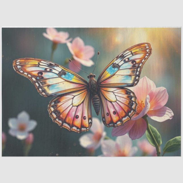 Seda Papel Decoupage da Borboleta primavera | Papel de  (Frente )