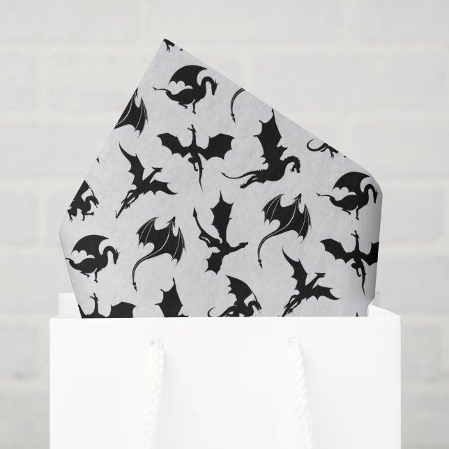 Seda Papel decoupage de dragão, fantasia mitológica (Sacola de presentes)