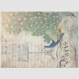 Seda Papel Decoupage de Ephemera Peacock Direita