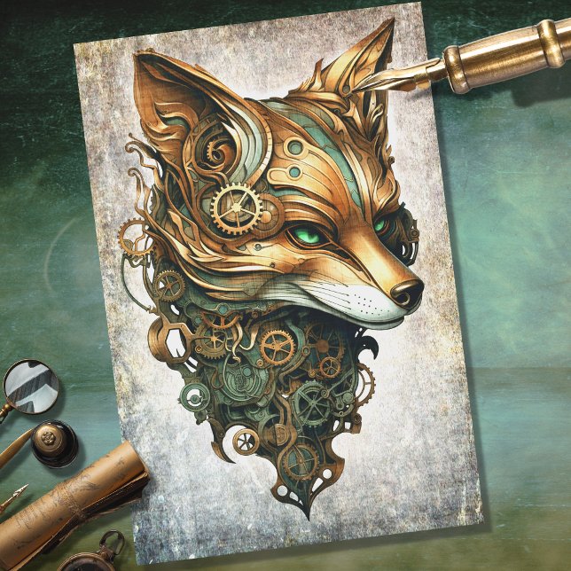 Seda Papel Decoupage de Fox Fox Steampunk (Criador carregado)