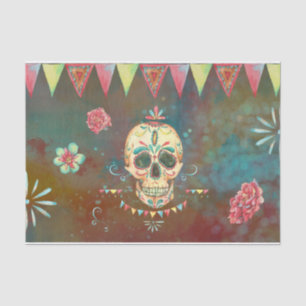 Seda Papel Decoupage do Crânio Açúcar 4 Dia De Los Muer