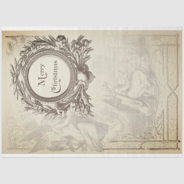 Seda Papel Decoupage do Mobiliário de Natal do Angel (Frente )