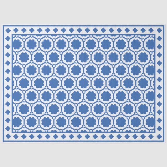 Seda Papel Decoupage Incrustação de Osso Moderno Azul B (Frente )